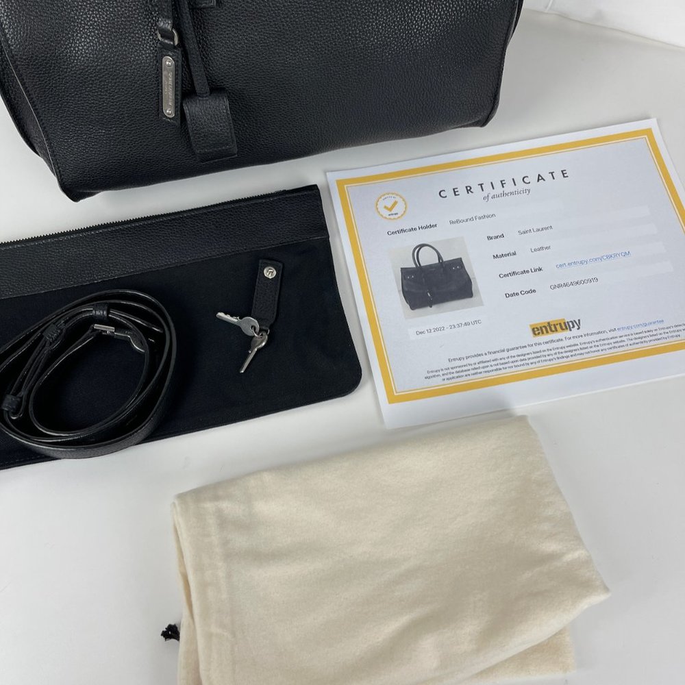 Saint Laurent Black Grain Leather Tote - Picture 7 of 12
